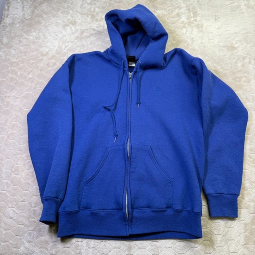 VTG 90s USA Olympic Hoodie Zip Sweatshirt JC‎ Penney Faded Blue Sz Lg Pilling